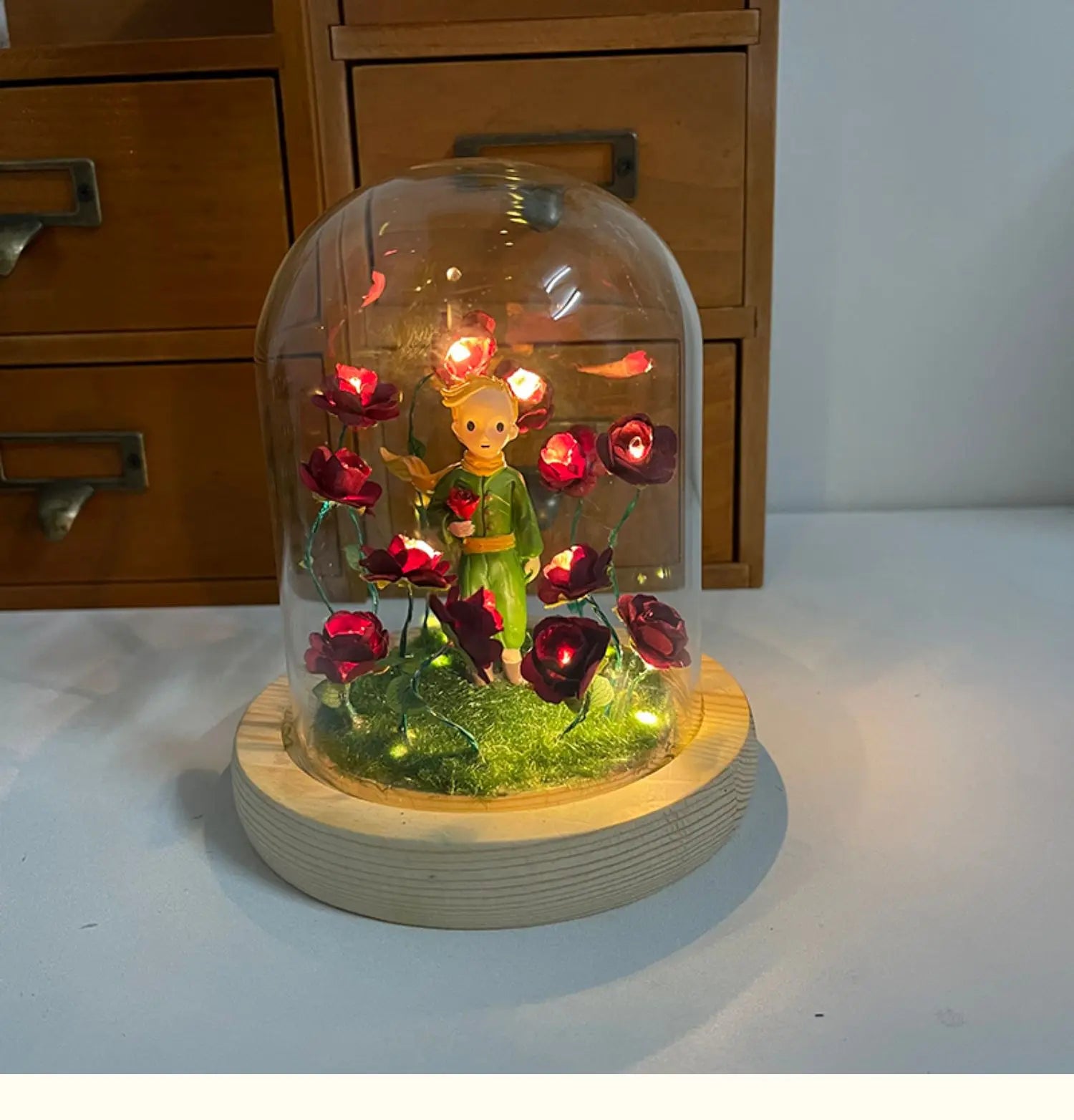 Led Room Decor Little Prince Rose Night Lights DIY Lamp Agaric Bedroom New Year Christmas Material Nightlight Gift for Kids