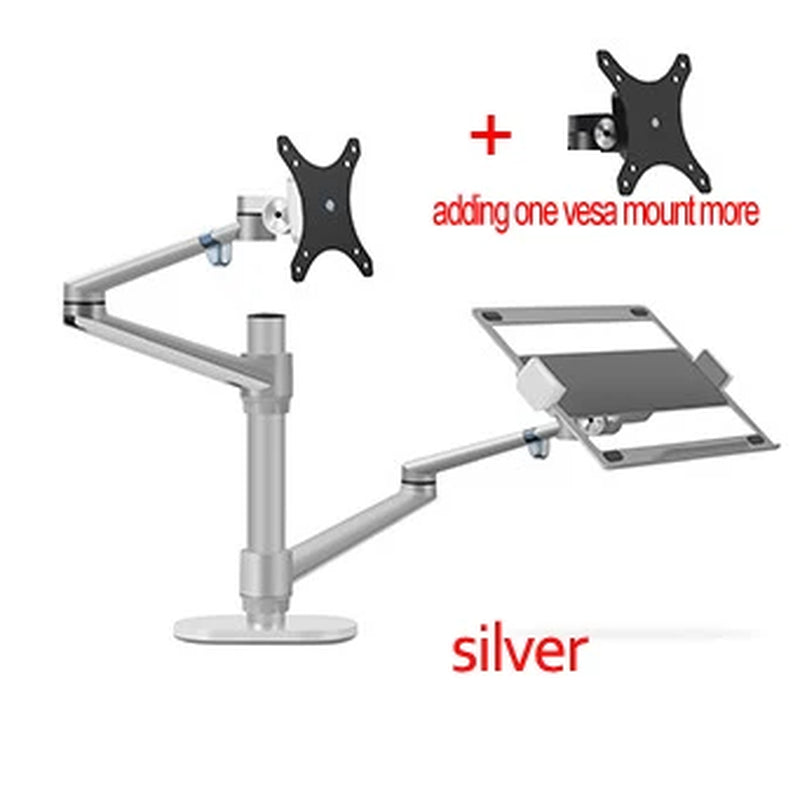 OL-3L Multimedia 32Inch LCD Monior Desktop Stand Dual Arm + 17"Laptop Mount Stand Table Full Motion Suporte Monitor Holder