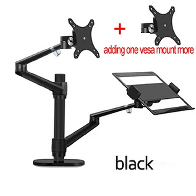 OL-3L Multimedia 32Inch LCD Monior Desktop Stand Dual Arm + 17"Laptop Mount Stand Table Full Motion Suporte Monitor Holder
