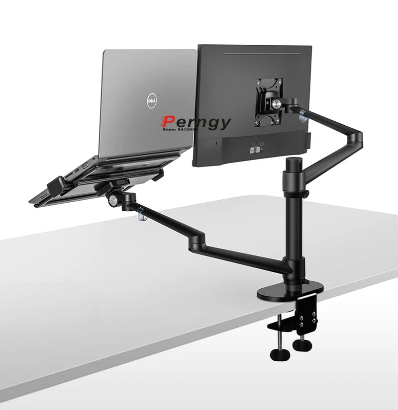 OL-3L Multimedia 32Inch LCD Monior Desktop Stand Dual Arm + 17"Laptop Mount Stand Table Full Motion Suporte Monitor Holder