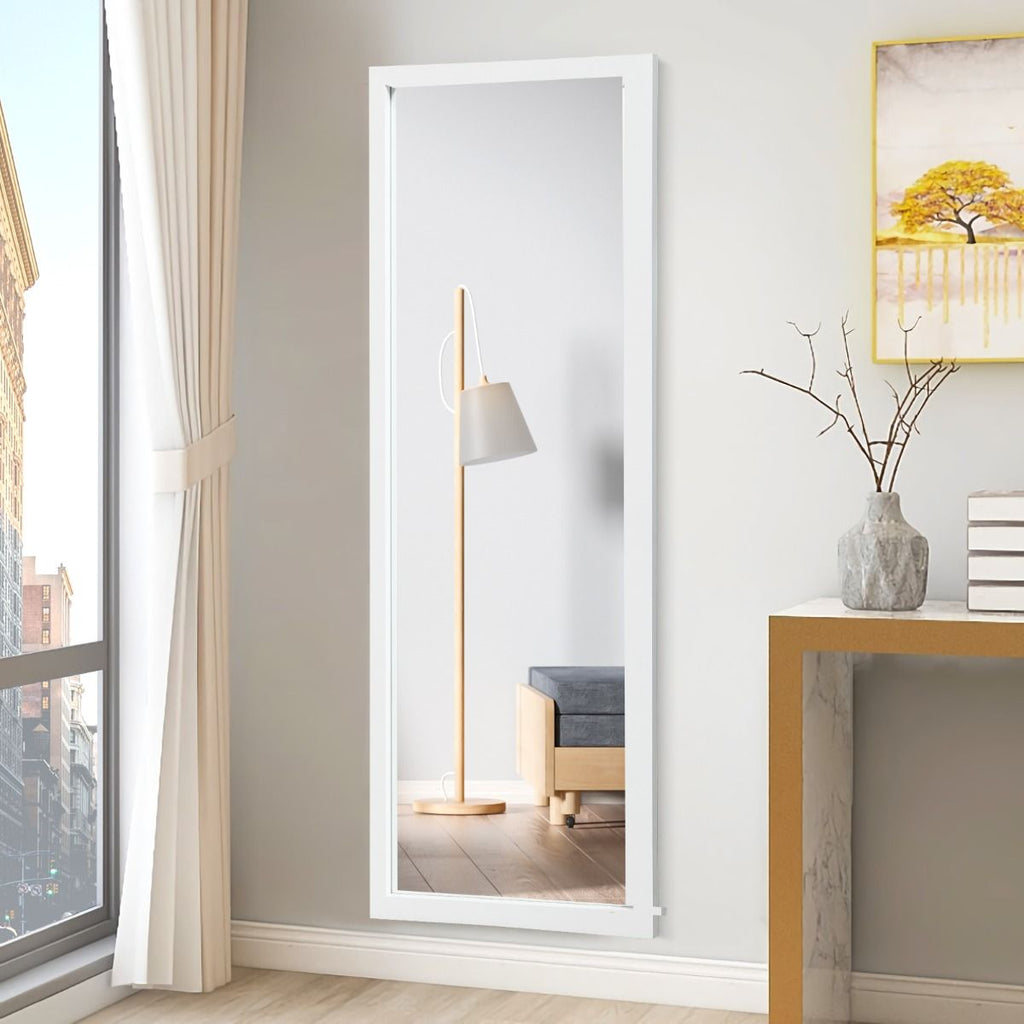 Miroir Mural Suspendu Miroir De Porte 120 X 37 CM Avec Crochets De Suspension Pour Chambre Salon Vestiaire Noir/Blanc/Or