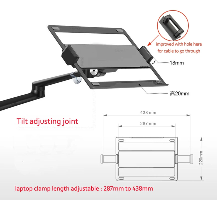 OL-3L Multimedia 32Inch LCD Monior Desktop Stand Dual Arm + 17"Laptop Mount Stand Table Full Motion Suporte Monitor Holder