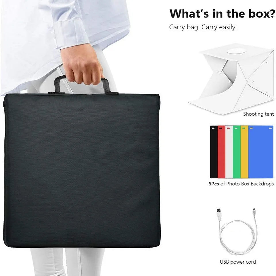 Folding Lightbox 20/30/40Cm Portable Photography Photo Studio Tent LED Softbox Background Kit USB Mini Light Box for DSLR Camera