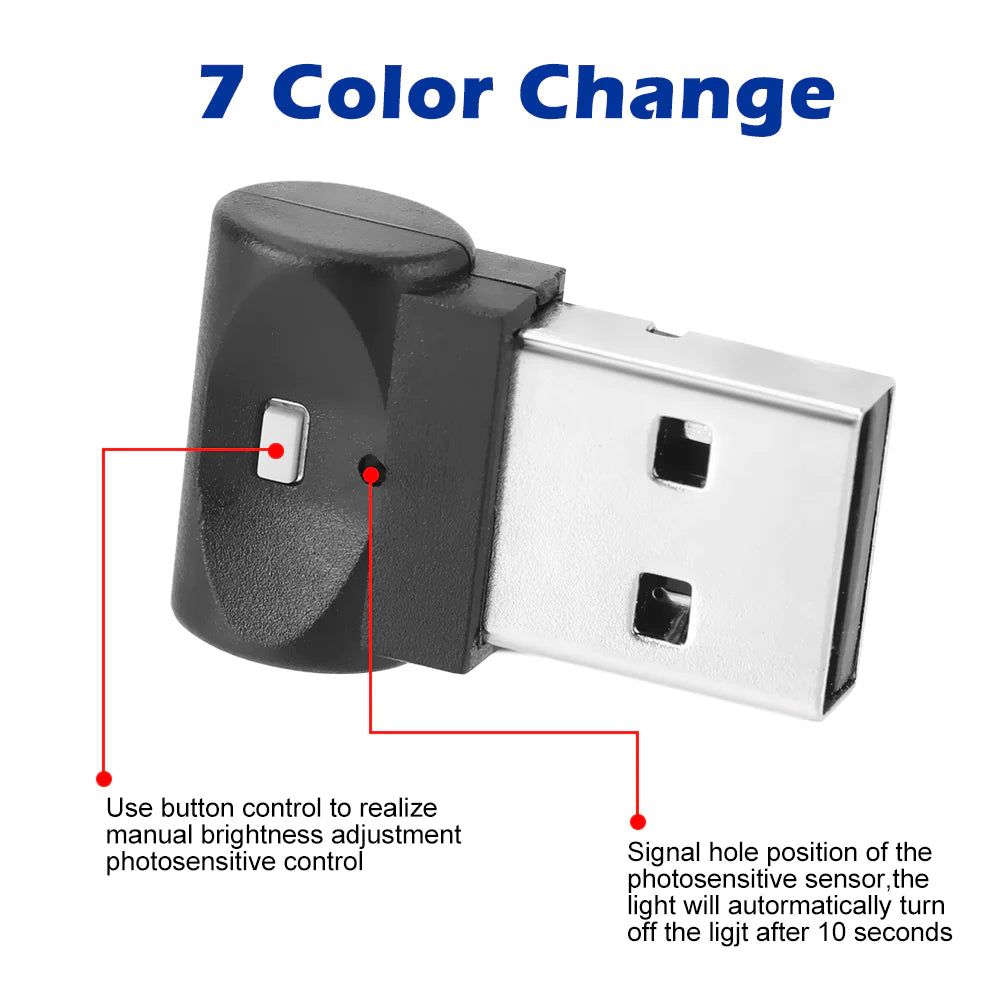 Mini USB LED Car Light Auto Interior Atmosphere Light Emergency Lighting Light PC Auto Colorful Decorative Lamp Car Accessory