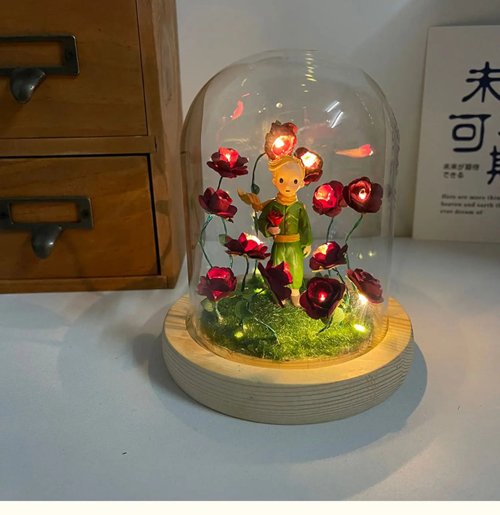 Led Room Decor Little Prince Rose Night Lights DIY Lamp Agaric Bedroom New Year Christmas Material Nightlight Gift for Kids