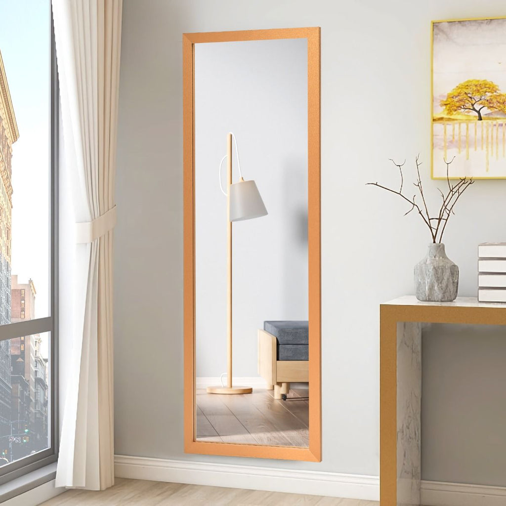 Miroir Mural Suspendu Miroir De Porte 120 X 37 CM Avec Crochets De Suspension Pour Chambre Salon Vestiaire Noir/Blanc/Or